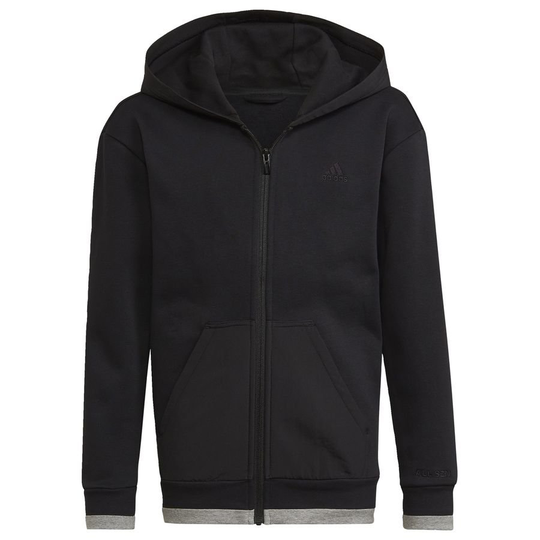 adidas Huppari Fleece Full Zip - Musta/Harmaa Lapset