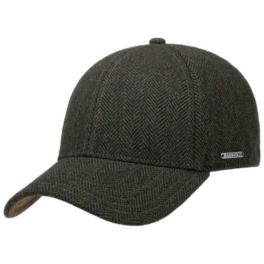 Stetson Baseball Cap Wool Herringbone - Olive Herringbone - Unisex - XL