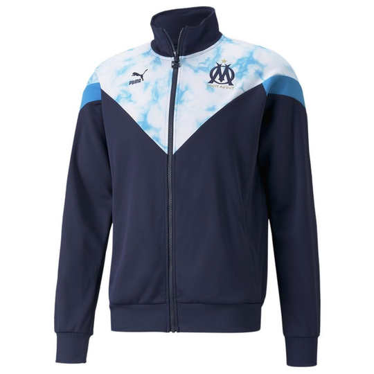 Marseille Verryttelytakki Iconic Jalkapallo - Navy/Valkoinen