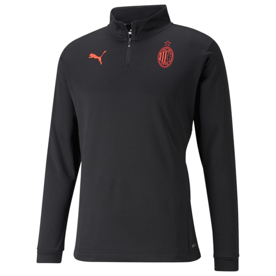 AC Milan Harjoituspaita Pre Match 1/4 vetoketju - Musta/Punainen