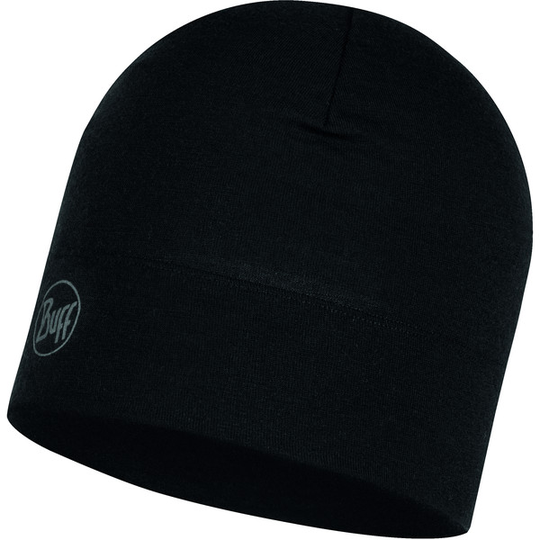 Buff Merino Midweight Beanie - Solid Black - Unisex - OneSize