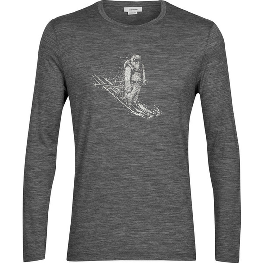Icebreaker M Tech Lite Ii Ls Tee Skiing Yeti - Gritstone Hthr - Miehet - S
