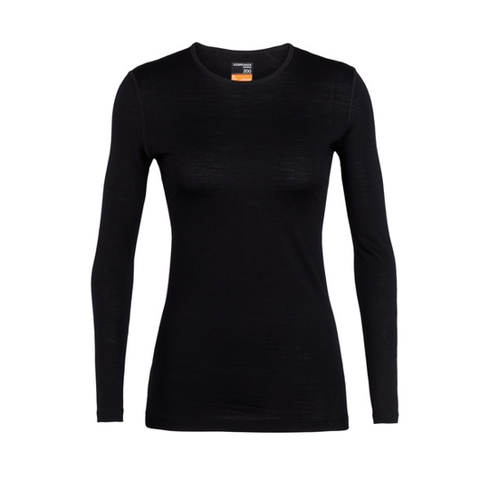 Icebreaker W 200 Oasis Ls Crewe - Black - Naiset - L