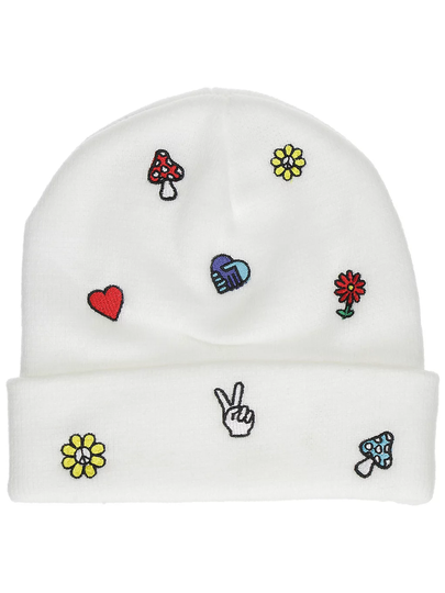 A.Lab Ellison Motif Embro Beanie valkoinen