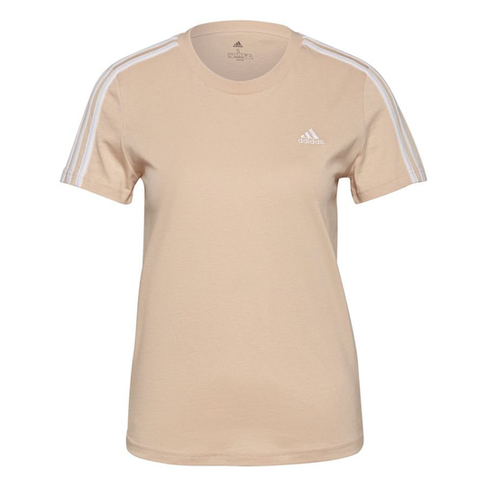 adidas T-paita Essentials 3-Stripes - Beige/Valkoinen Nainen
