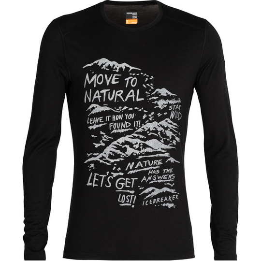 Icebreaker M 200 Oasis Ls Crewe Travel Diaries - Black - Miehet - M