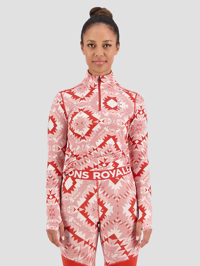 Mons Royale Merino Cascade Flex 200 1/4 Zip Base Layer Top punainen