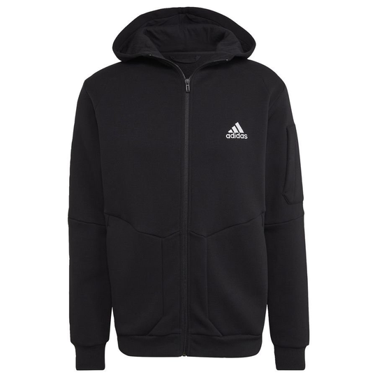 adidas Huppari Essentials Full Zip - Musta/Valkoinen