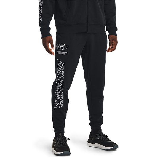 UA Project Rock Rival Fleece Jogger, Black/White