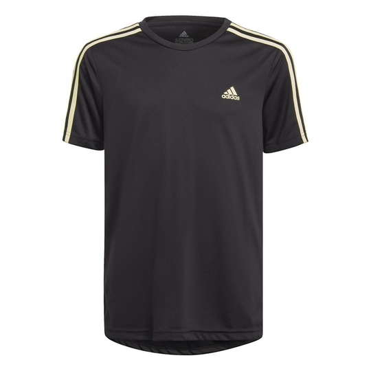 adidas T-paita 3-Stripes - Musta/Vihreä Lapset