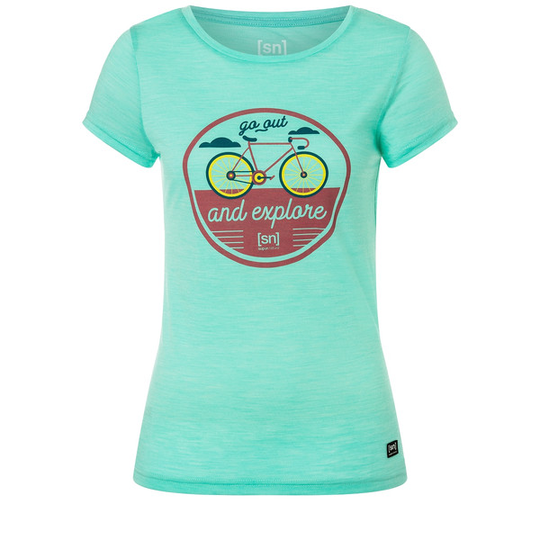 Supernatural W Explore Tee - Ice Green Melange/various - Naiset - S