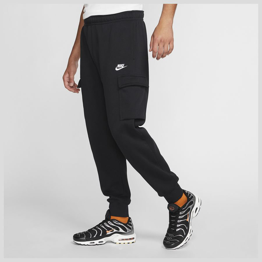 Nike Cargo Housut NSW Club Fleece - Musta/Valkoinen