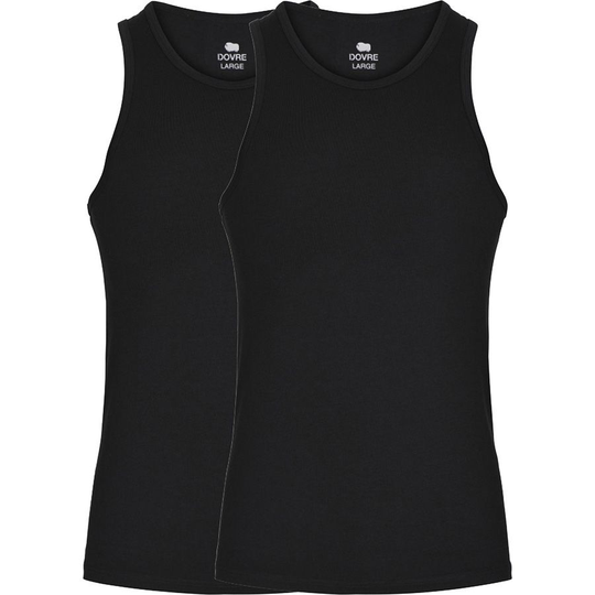 Dovre Viskoosi Tank Top 2-Pack - Musta