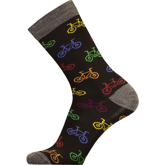 Sukkamestarit Merinovillasukat - Pyörä Harmaamusta Rainbow - Unisex - 39-42