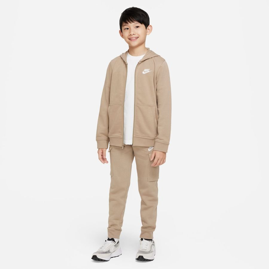 Nike Huppari NSW Club FT FZ - Khaki/Valkoinen Lapset