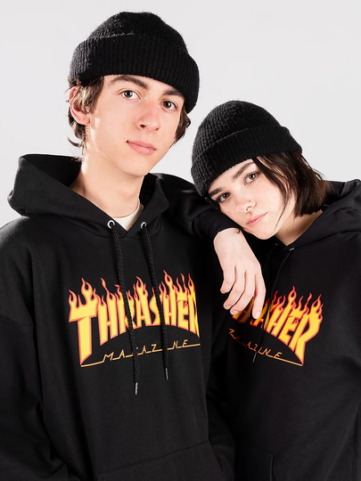 Thrasher Flame Hoodie musta