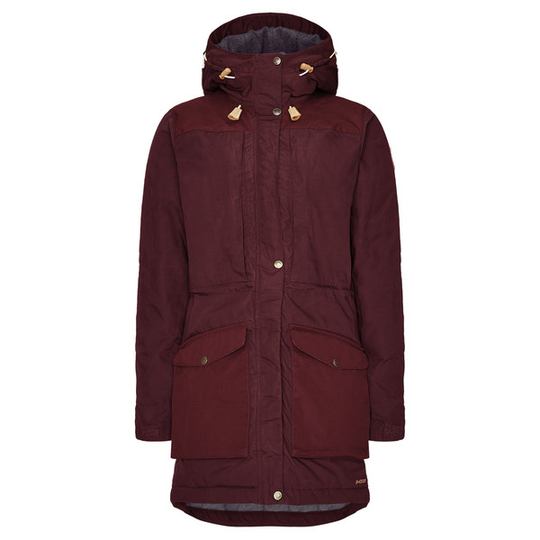 Talvitakki Fjällräven Singi Wool Padded Parka W - Dark Garnet - Naiset - XS