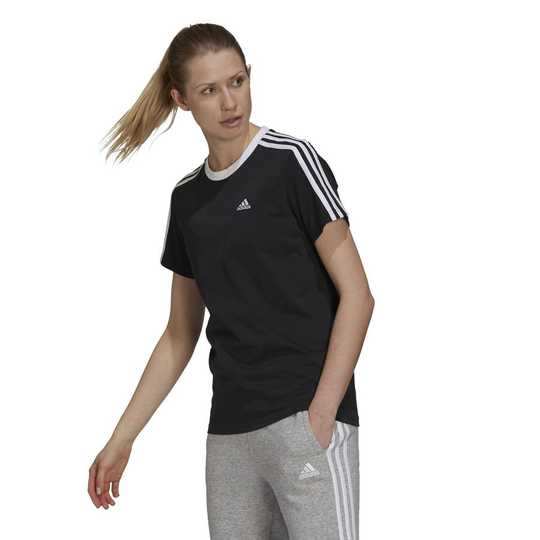 adidas T-paita Essentials 3-stripes - Musta/valkoinen Nainen, koko Small