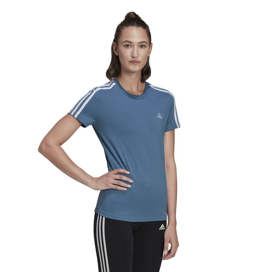 adidas T-paita Essentials 3-stripes - Sininen/valkoinen Nainen, koko Medium