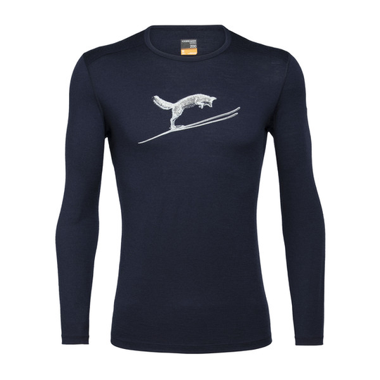 Icebreaker Mens 200 Oasis Ls Crewe Fox Jump - Midnight Navy - Miehet - S