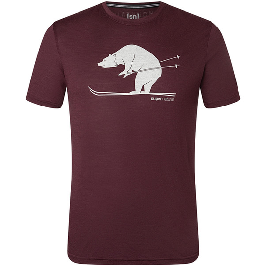 Supernatural M Skiing Bear Tee - Wine Tasting/feather Grey - Miehet - M