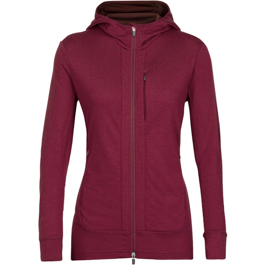 Icebreaker W Quantum Iii Ls Zip Hood - Cherry/espresso - Naiset - S