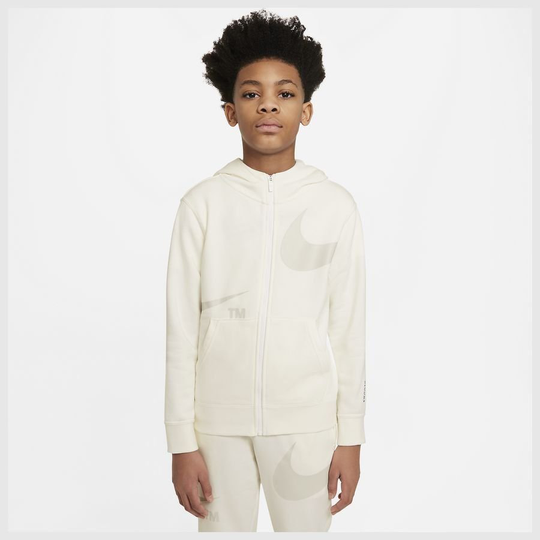 Nike Huppari NSW Fleece Full Zip - Valkoinen/Harmaa Lapset
