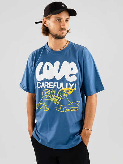 Market Love Carefully T-Shirt sininen