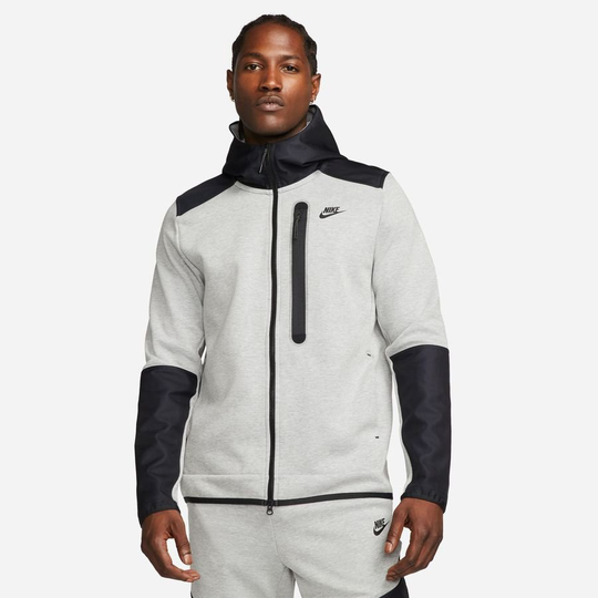 Nike Huppari NSW Tech Fleece Overlay FZ - Harmaa/Musta
