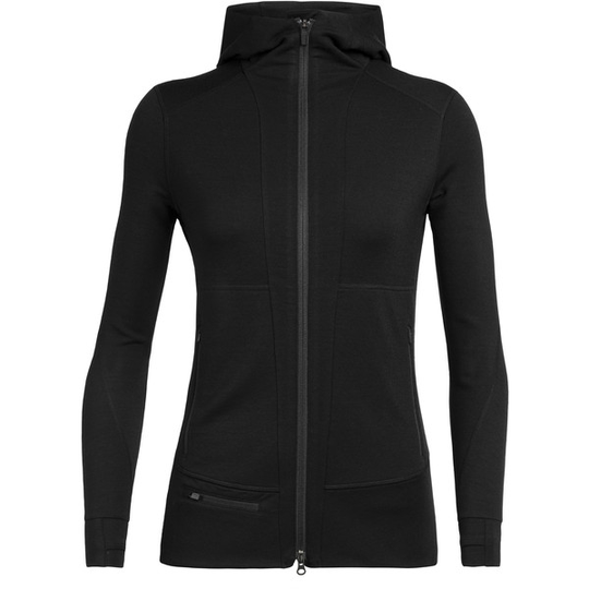 Icebreaker W Quantum Ii Ls Zip Hood - Black - Naiset - L