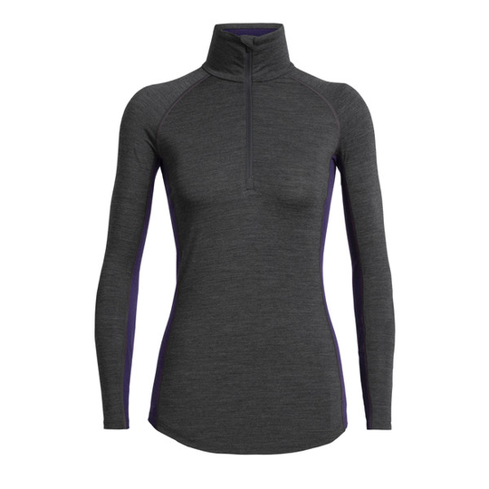 Icebreaker Wmns 200 Zone Ls Half Zip - Jet Hthr/lotus - Naiset - XS