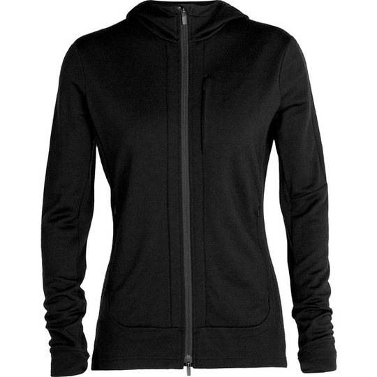 Icebreaker W Quantum Iii Ls Zip Hood - Black - Naiset - S