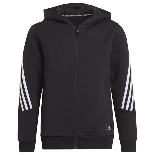 adidas Huppari Future Icons 3-Stripes Full Zip - Musta/Valkoinen Lapset
