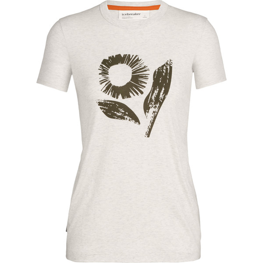Icebreaker W Central Ss Tee Flora Forms - Ecru Hthr - Naiset - M