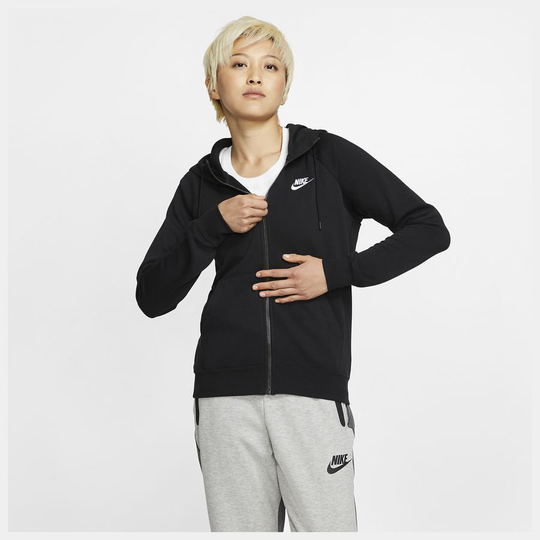 Nike Huppari NSW Essential Fleece - Musta/Valkoinen Nainen