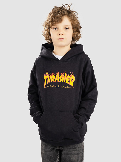 Thrasher Flame Kids Hoodie musta