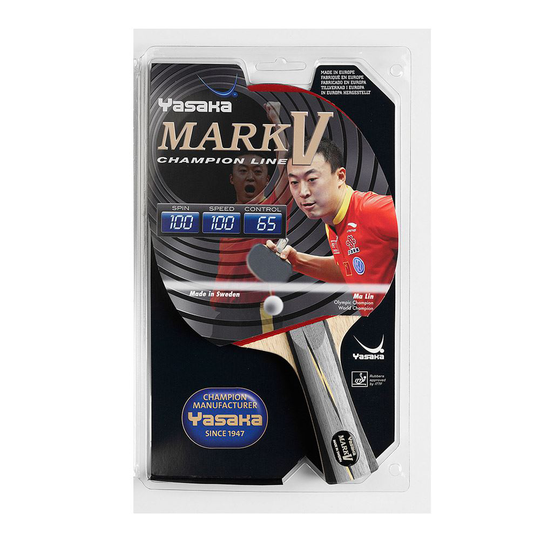 Yasaka Racket Mark V Maila, Pöytätennismailat