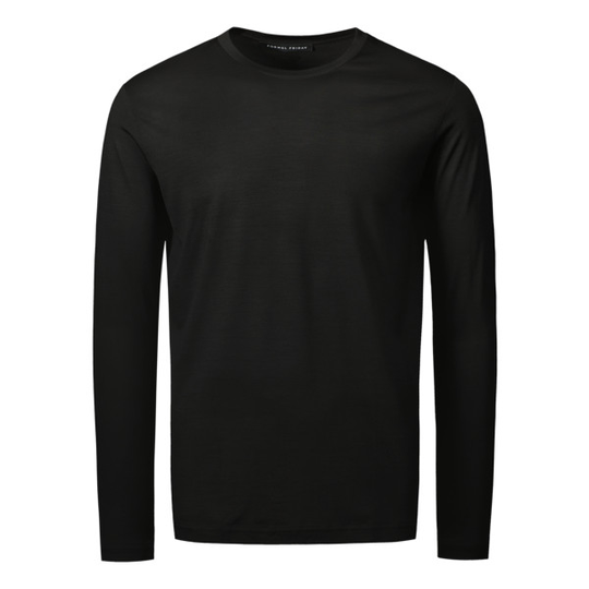 Formal Friday Ultrafine Merino Long Sleeve T-shirt - Black - Unisex - XXS