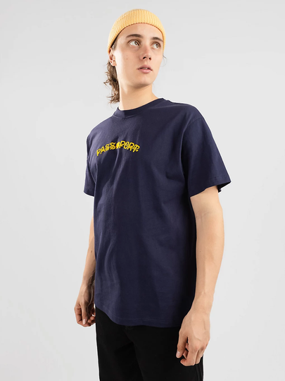 Pass Port Sham Embroidery T-Shirt sininen