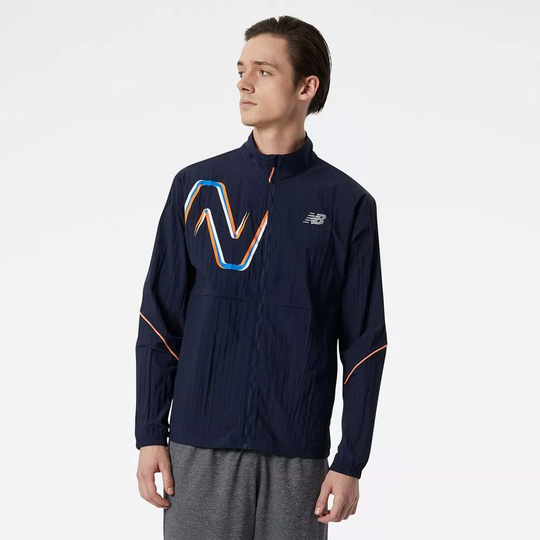 New Balance Juoksutakki Graphic Impact Run - Sininen