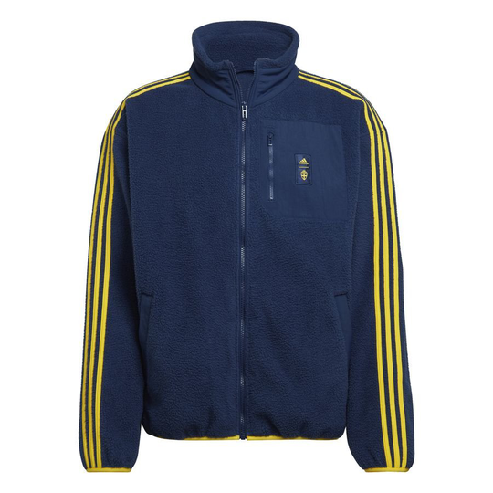 Ruotsi Takki Fleece Lifestyler - Navy/keltainen - adidas, koko X-Large