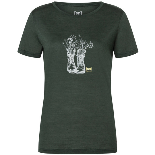 Supernatural W Blossom Boots Tee - Deep Forest/willow Brough/gold - Naiset - S
