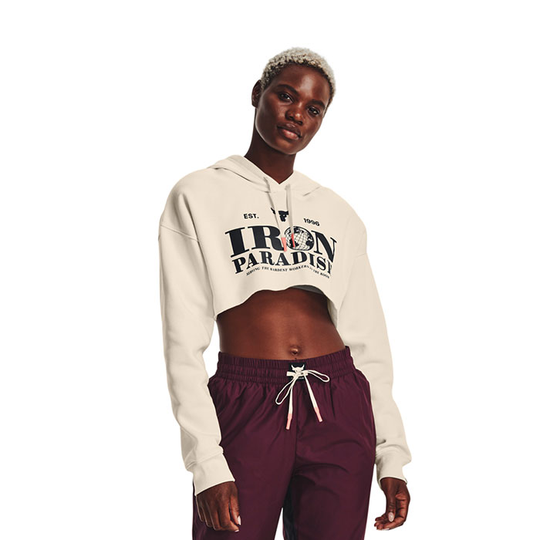 UA Project Rock Crop Fleece, Summit White/Black
