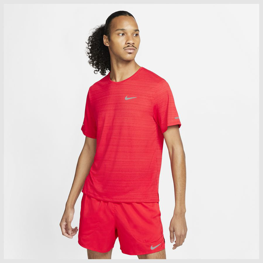 Nike Juoksu-t-paita Dri-fit Miler - Punainen/hopea, koko Small
