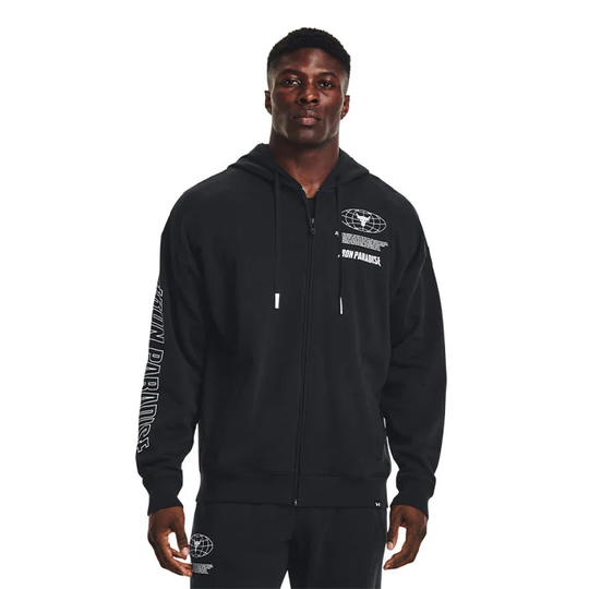 UA Project Rock Fleece Full Zip, Black/White