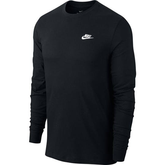 Nike T-paita NSW Club Pitkähihainen - Musta/Valkoinen, koko X-Small