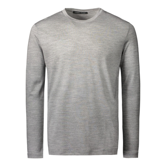 Formal Friday Ultrafine Merino Long Sleeve T-shirt - Grey - Unisex - S