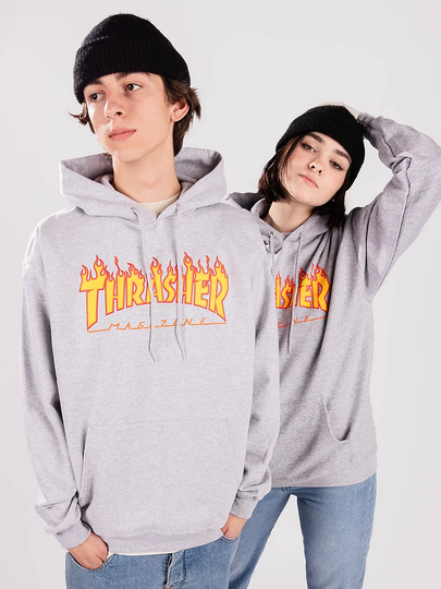 Thrasher Flame Hoodie harmaa