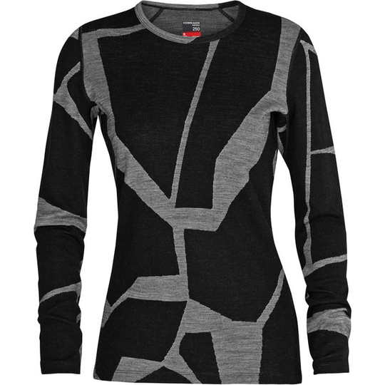 Icebreaker W 250 Vertex Ls Crewe Fractured Land - Black/j - Naiset - M