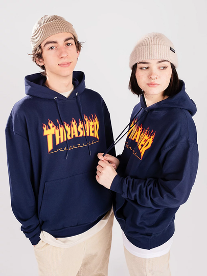 Thrasher Flame Hoodie sininen